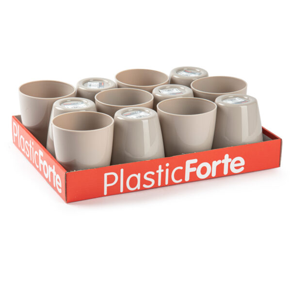 12x Kunststof drinkglazen taupe 400 ml