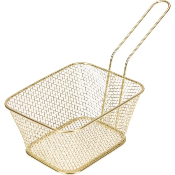 1x Gouden patat/snack serveermandjes/frituurmandjes 24 cm