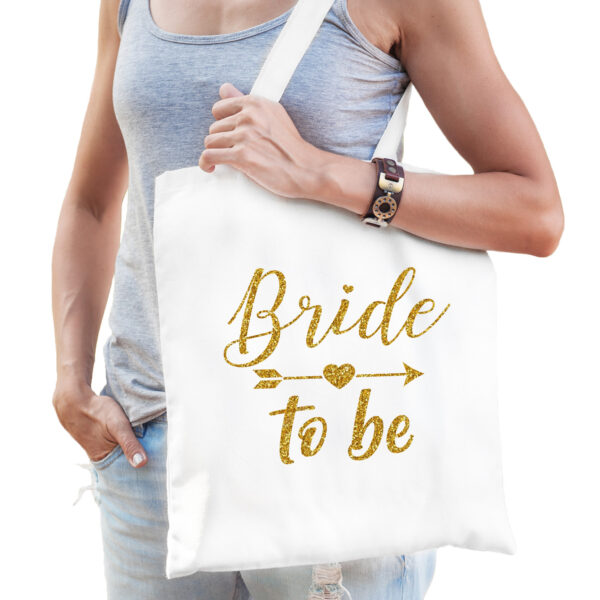 1x Vrijgezellenfeest Bride to be tasje wit goud/ goodiebag dames