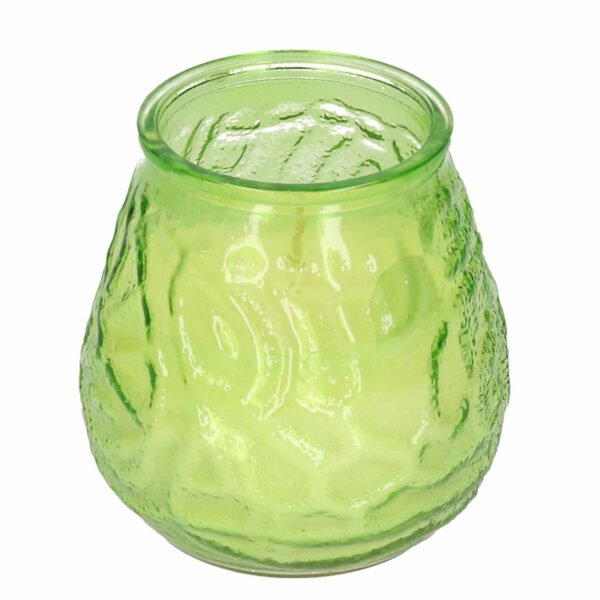 1x Windlicht geurkaars citronella anti muggen groen glas