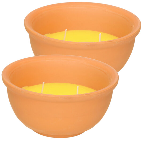 2x Stuks anti muggen citronella kaars in terracotta pot 13 cm