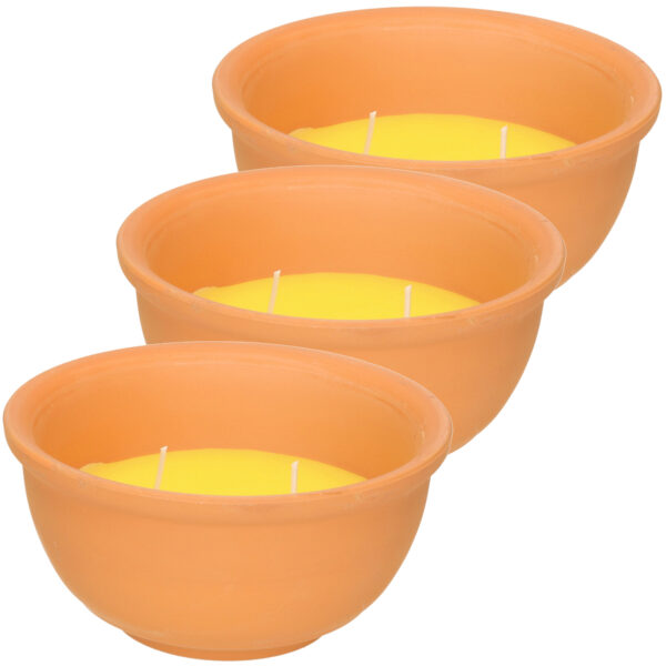 3x Stuks anti muggen citronella kaars in terracotta pot 13 cm