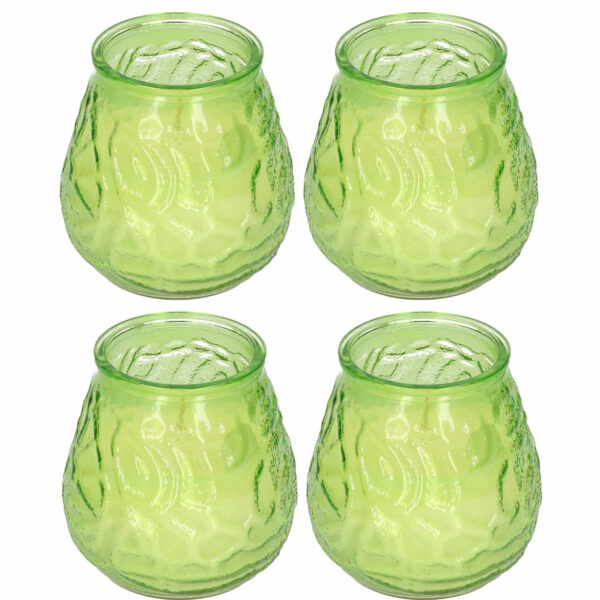 4x Windlicht geurkaars citronella anti muggen groen glas