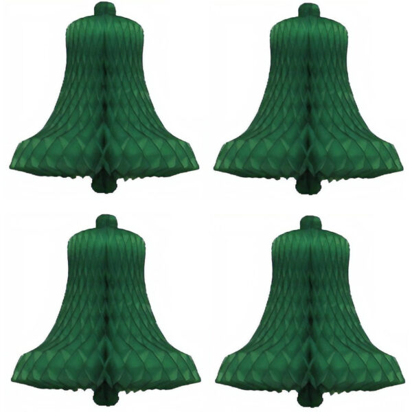 8x Decoratie kerst versiering kerstklokjes groen 16 cm