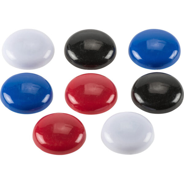 8x stuks memo / whiteboard magneten zwart / wit / blauw / rood