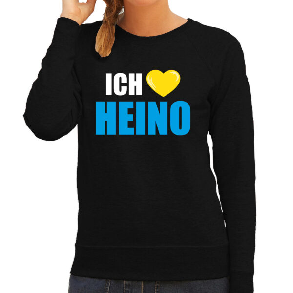 Apres-ski sweater / trui Wintersport Ich liebe Heino zwart voor dames