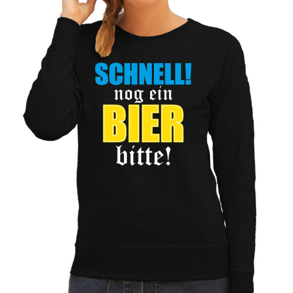 Apres-ski sweater / trui Wintersport nog ein bier bitte! zwart voor dames