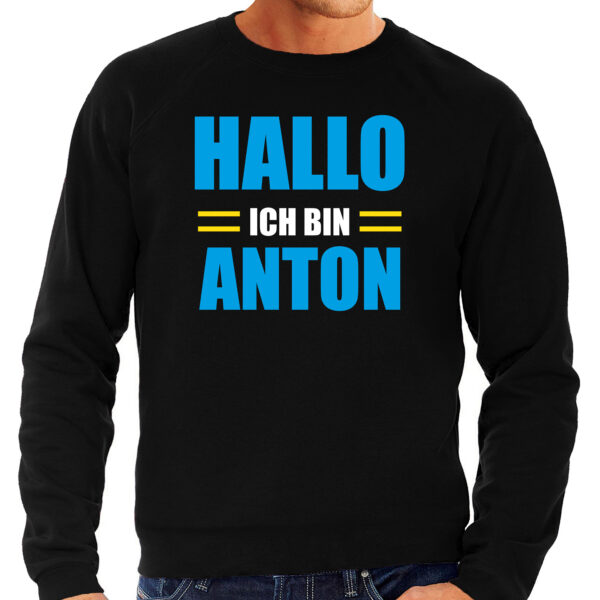 Apres ski trui Hallo ich bin Anton zwart heren - Wintersport sweater - Foute apres ski outfit