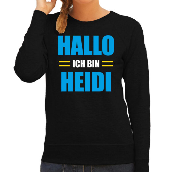 Apres ski trui Hallo ich bin Heidi zwart dames - Wintersport sweater - Foute apres ski outfit