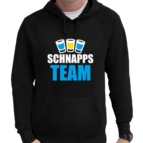 Apres ski trui met capuchon Schnapps team zwart heren - Wintersport hoodie - Foute apres ski outfit