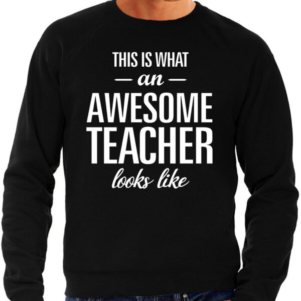 Awesome Teacher / leraar cadeau sweater zwart heren