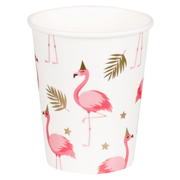 Bekertjes Flamingo goud wit roze 10 stuks