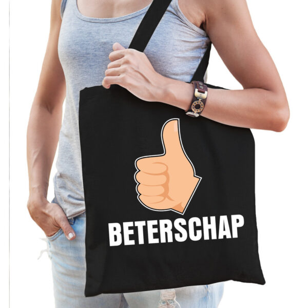 Beterschap katoenen cadeau tas zwart voor dames