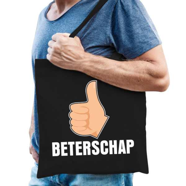 Beterschap katoenen cadeau tas zwart voor heren