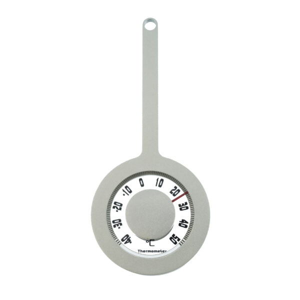 Binnen/buiten ronde thermometer grijs van aluminium 16.2 x 7.2 cm met zuignap