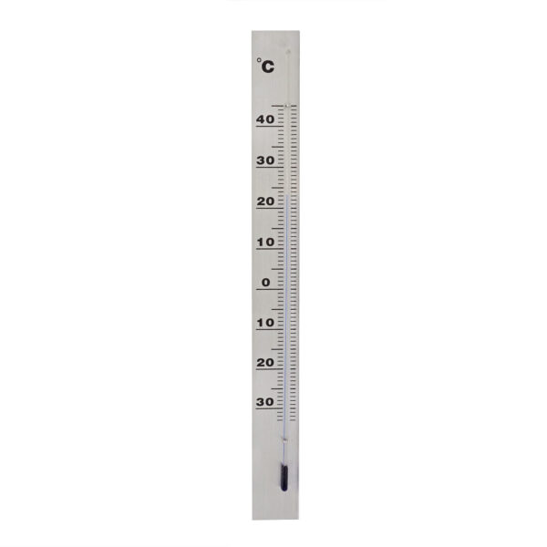 Binnen/buiten thermometer grijs van aluminium 3.8 x 37 cm