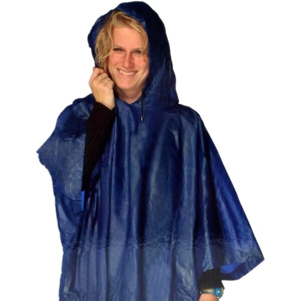 Blauwe regenponcho met capuchon voor volwassenen