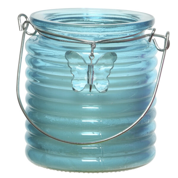 Citronella anti muggen kaarsen windlicht blauw 20 branduren