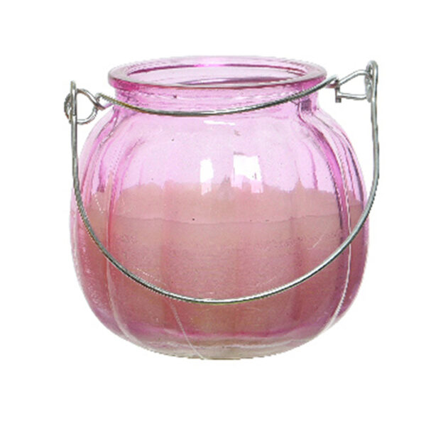 Citronella kaars - glas - roze - anti muggen - 15 branduren - D8 x H8 cm