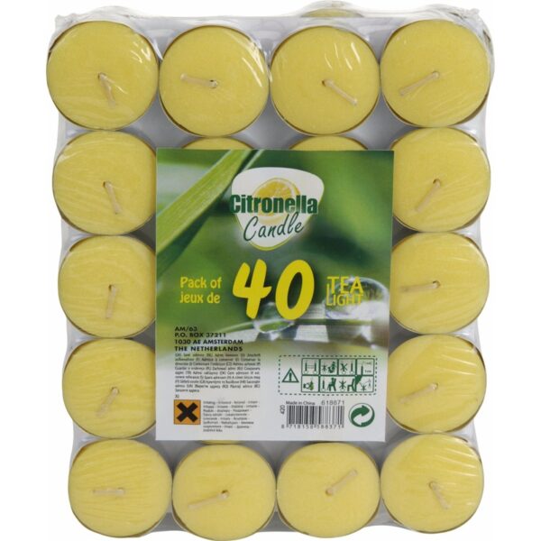 Citronella waxinelichtjes/theelichtjes - 40 stuks