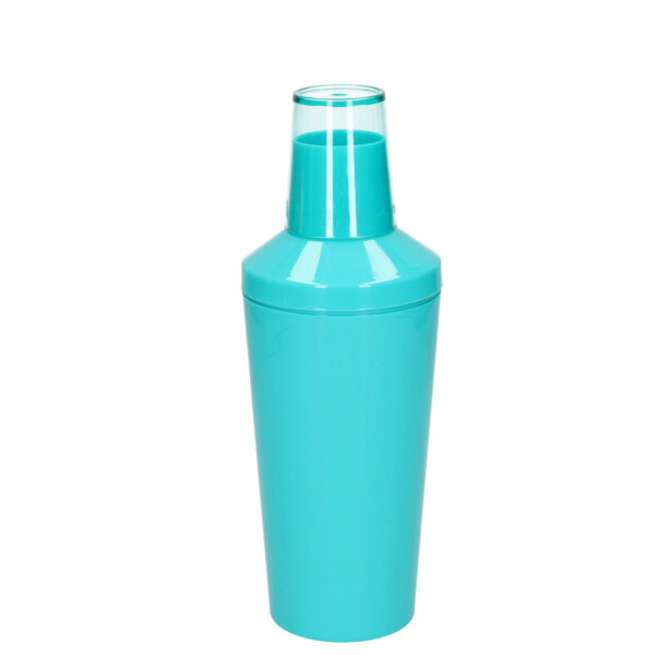 Cocktailshaker van kunststof in het blauw 500 ml - 23 cm hoog