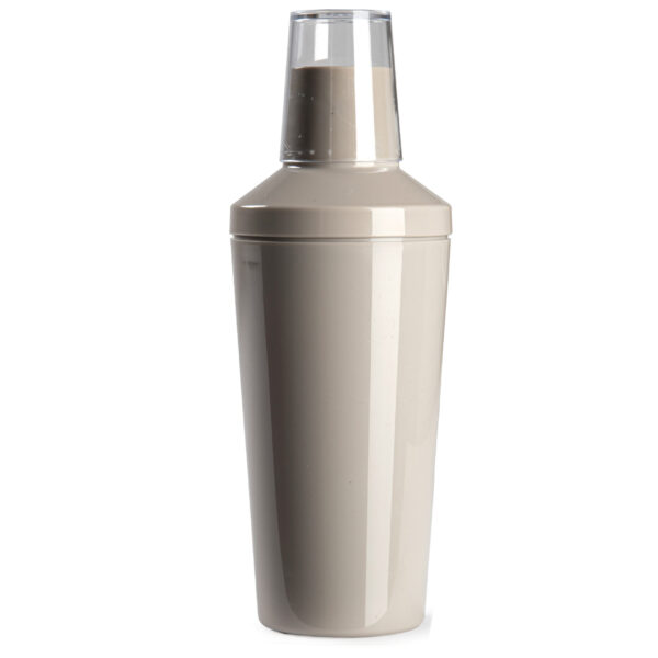 Cocktailshaker van kunststof in het taupe/beige 500 ml - 22 cm hoog