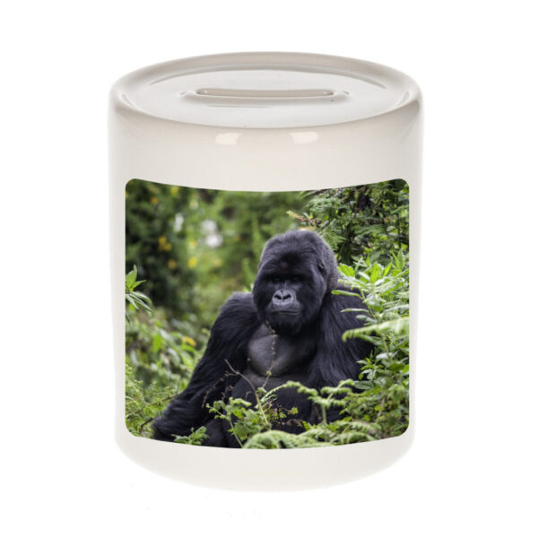 Dieren foto spaarpot gorilla 9 cm - gorilla apen spaarpotten jongens en meisjes