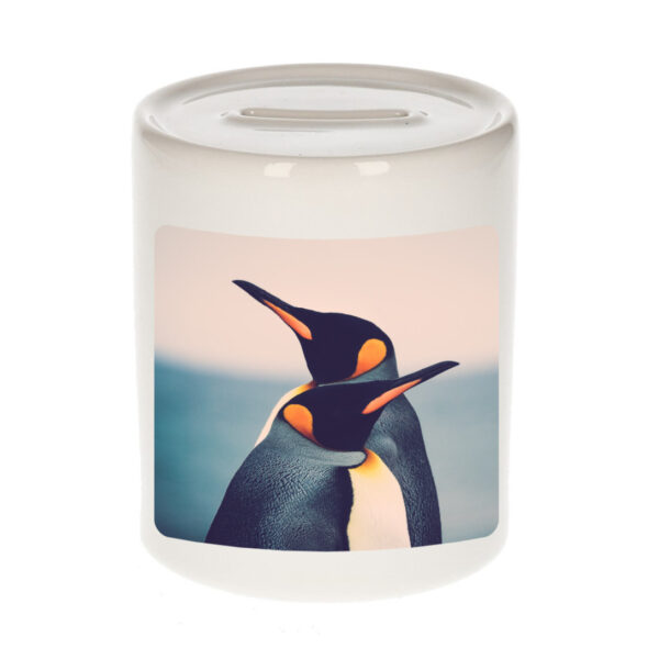 Dieren foto spaarpot pinguin 9 cm - pinguins spaarpotten jongens en meisjes