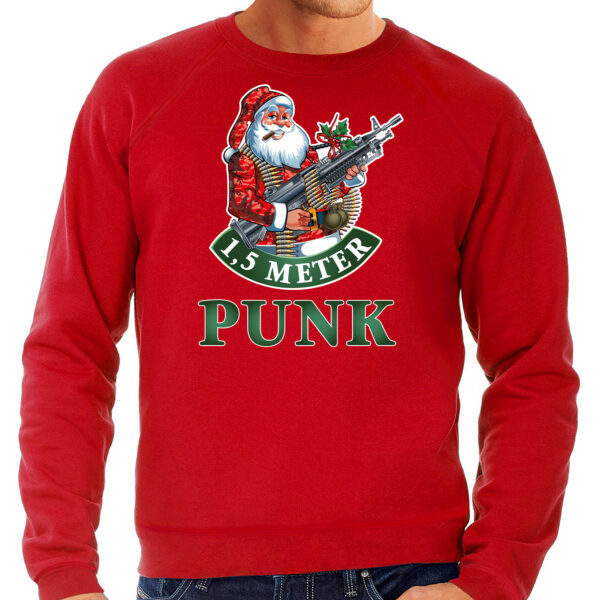 Foute Kersttrui / outfit 1,5 meter punk rood voor heren