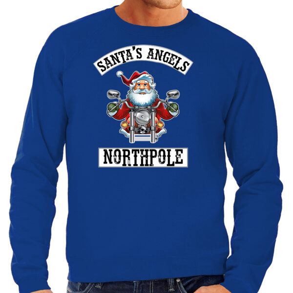 Foute Kersttrui / outfit Santas angels Northpole blauw voor heren