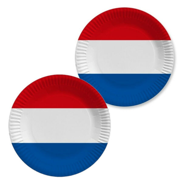 Holland/Nederlandse vlag gebaksbordjes - 10x - karton - D23 cm