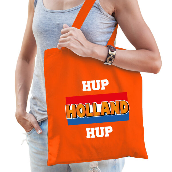 Hup Holland hup supporter cadeau tas oranje voor dames en heren