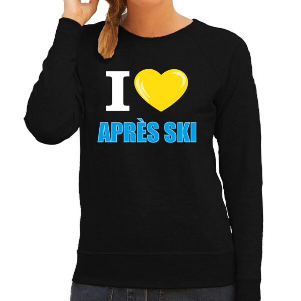 I love Apres-ski sweater / trui Wintersport zwart voor dames