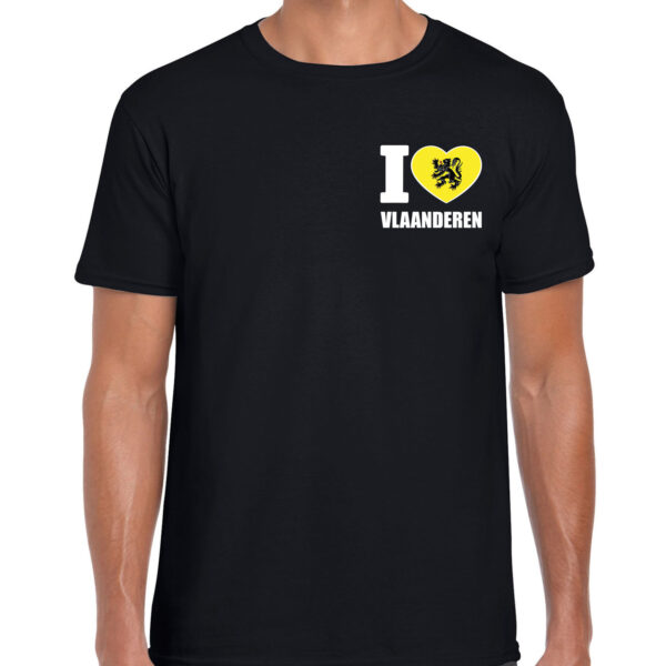 I love Vlaanderen t-shirt zwart op borst voor heren