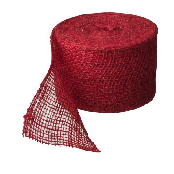 Juteband rood 10 cm x 25 meter hobby/knutselmateriaal