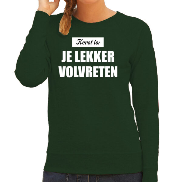 Kerst is: je lekker volvreten foute Kersttrui / Kerst outfit groen voor dames