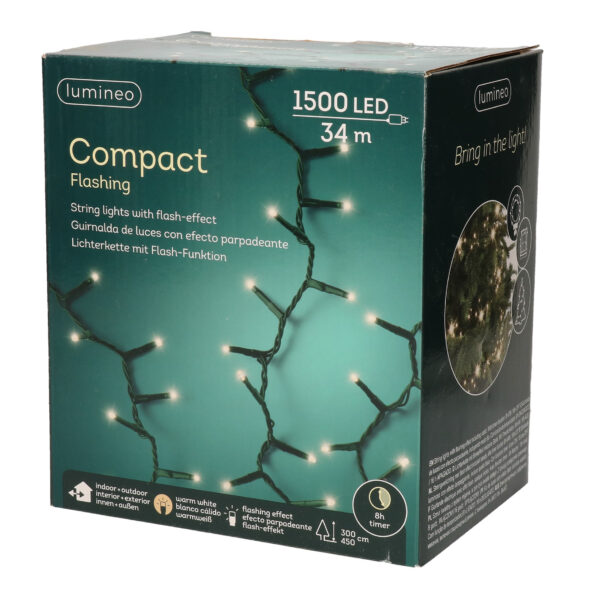 Kerstverlichting Compact Flash warmwit buiten 1500 lampjes 37m