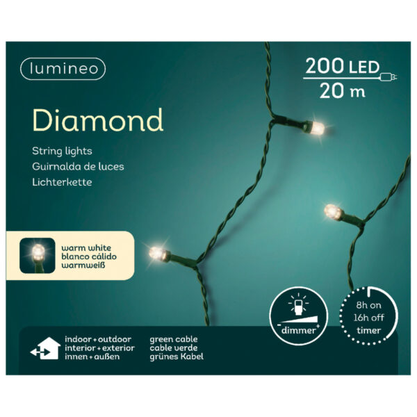 Kerstverlichting diamant warm wit buiten 200 lampjes