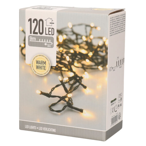 Kerstverlichting - warm - wit - 120 lampjes - 9 meter