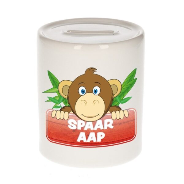 Kinder spaarpot met apen print 9 cm