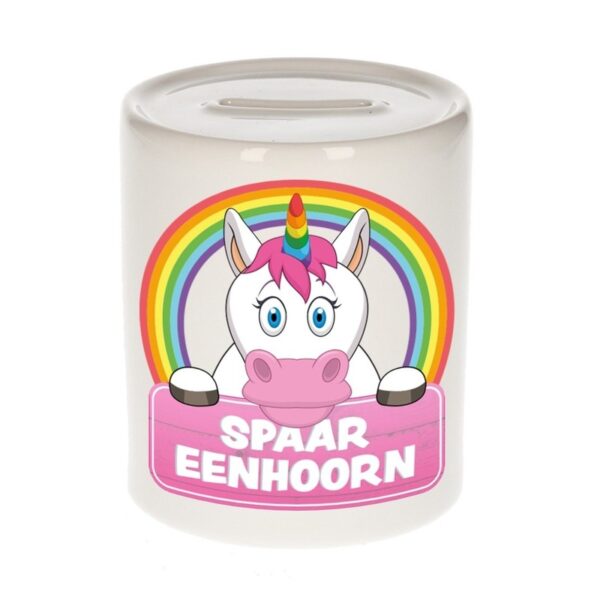 Kinder spaarpot met eenhoorn print 9 cm