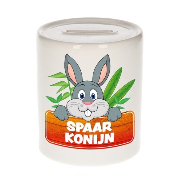 Kinder spaarpot met konijn print 9 cm