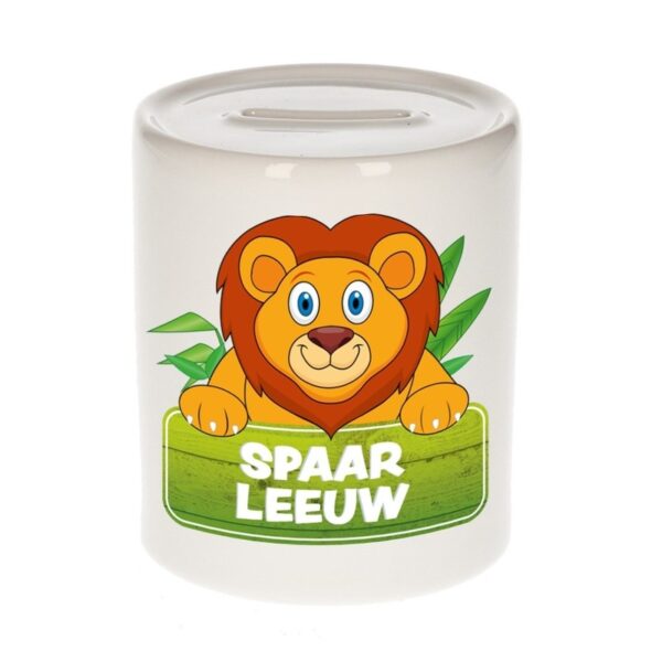 Kinder spaarpot met leeuwen print 9 cm