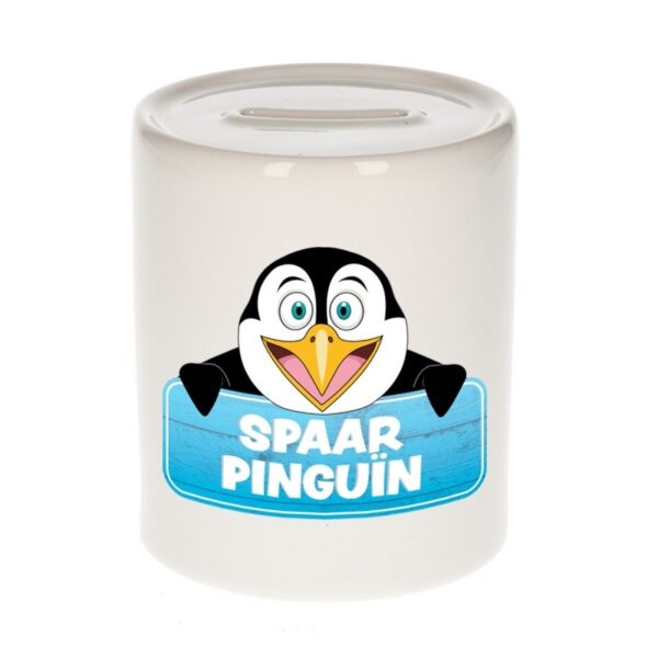 Kinder spaarpot met pinguins print 9 cm