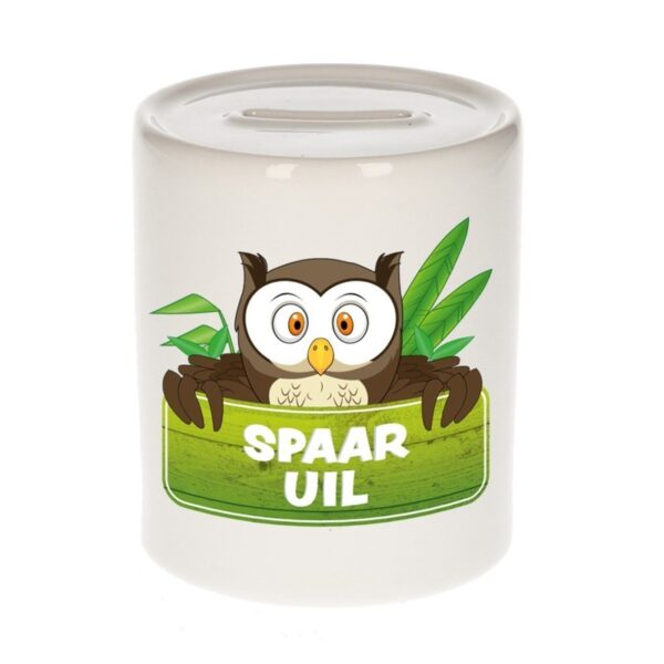 Kinder spaarpot met uilen print 9 cm