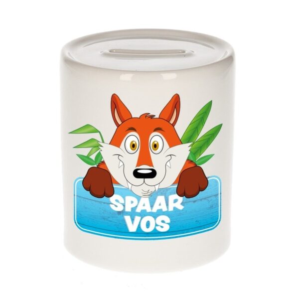 Kinder spaarpot met vossen print 9 cm