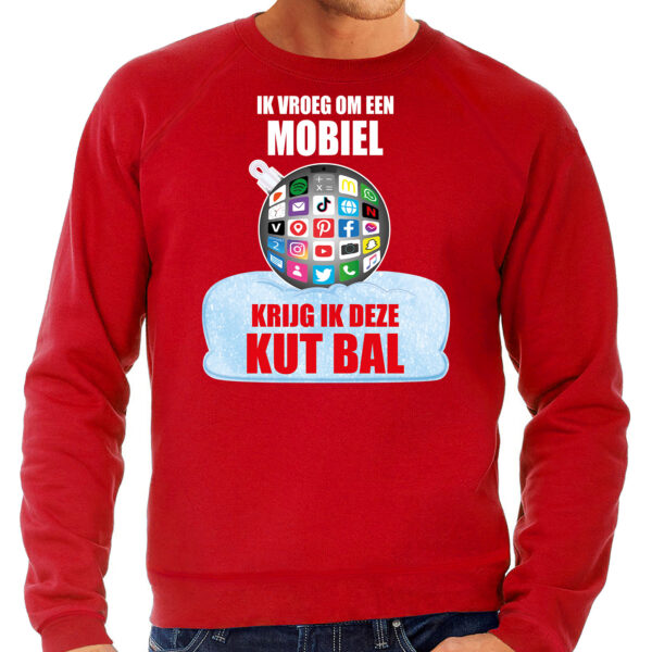 Kut Kerstbal Kersttrui / Kerst outfit Ik vroeg om een mobiel krijg ik deze kut bal rood voor heren