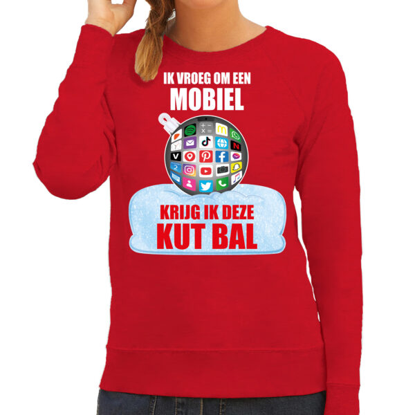 Kut Kerstbal sweater / Kersttrui outfit Ik vroeg om een mobiel krijg ik deze kut bal rood voor dames