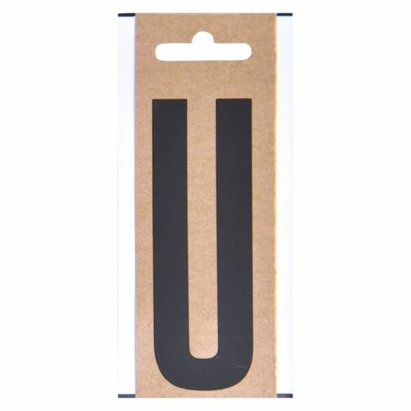 Letter sticker U zwart 10 cm