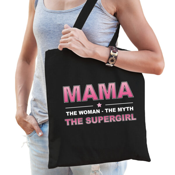 Mama the supergirl cadeau tas zwart voor dames